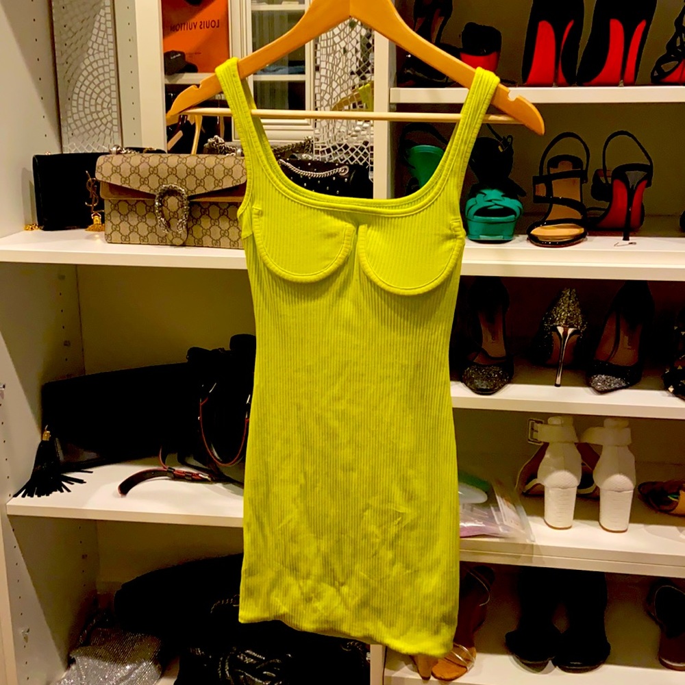 Lime green H:ours mini dress